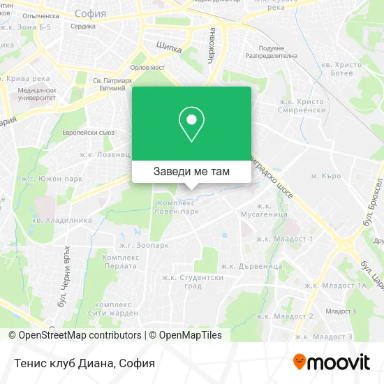 Тенис клуб Диана карта