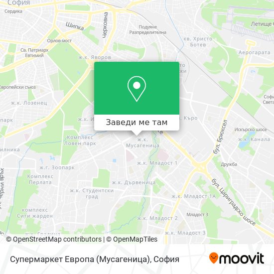 Супермаркет Европа (Мусагеница) карта