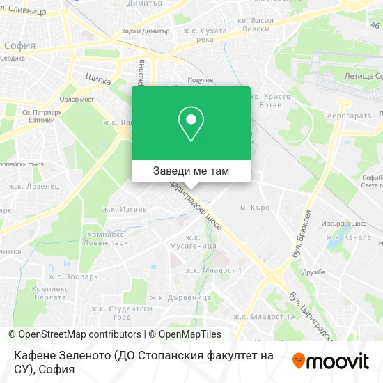 Кафене Зеленото (ДО Стопанския факултет на СУ) карта