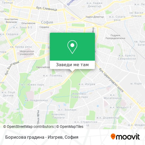 Борисова градина - Изгрев карта