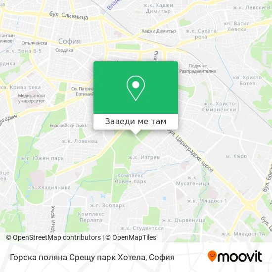 Горска поляна Срещу парк Хотела карта