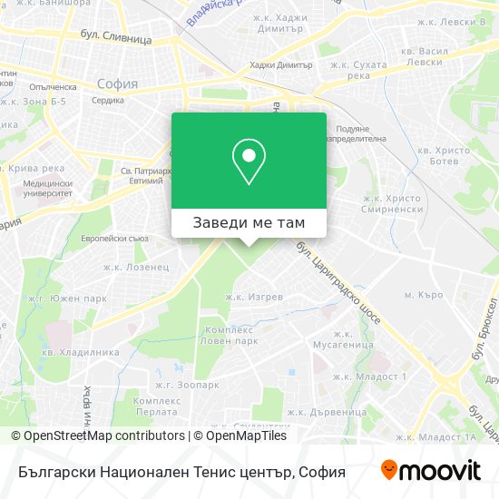 Български Национален Тенис център карта