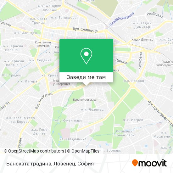 Банската градина, Лозенец карта