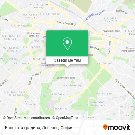 Банската градина, Лозенец карта