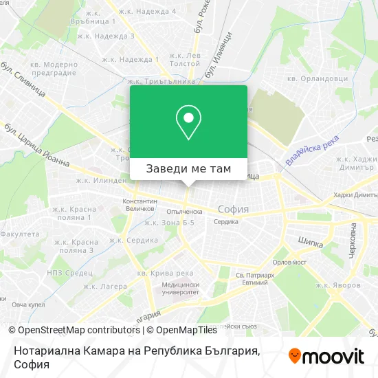 Нотариална Камара на Република България карта