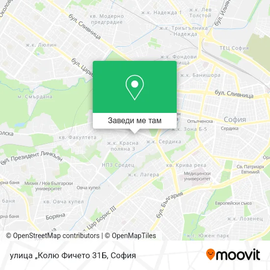улица „Колю Фичето 31Б карта