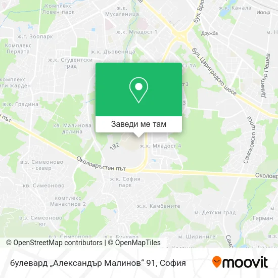 булевард „Александър Малинов“ 91 карта
