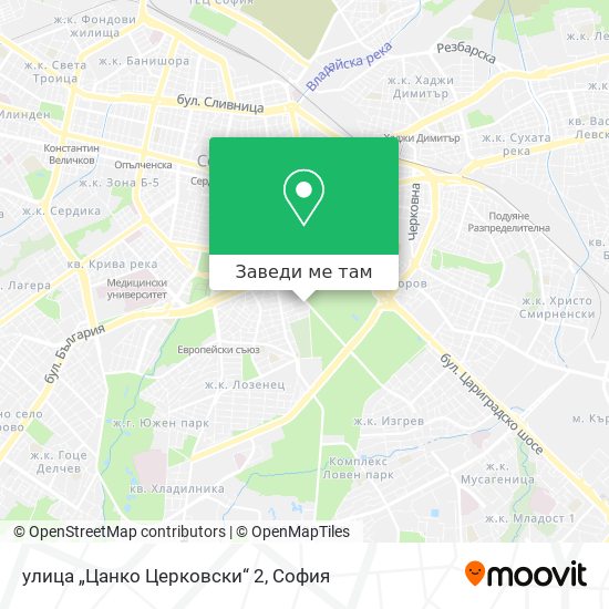 улица „Цанко Церковски“ 2 карта
