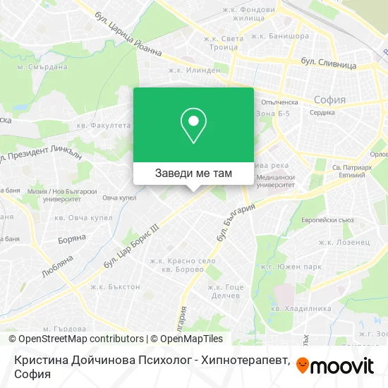 Кристина Дойчинова Психолог - Хипнотерапевт карта