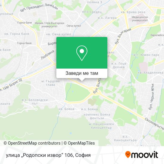 улица „Родопски извор“ 106 карта