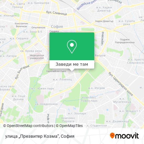 улица „Презвитер Козма“ карта