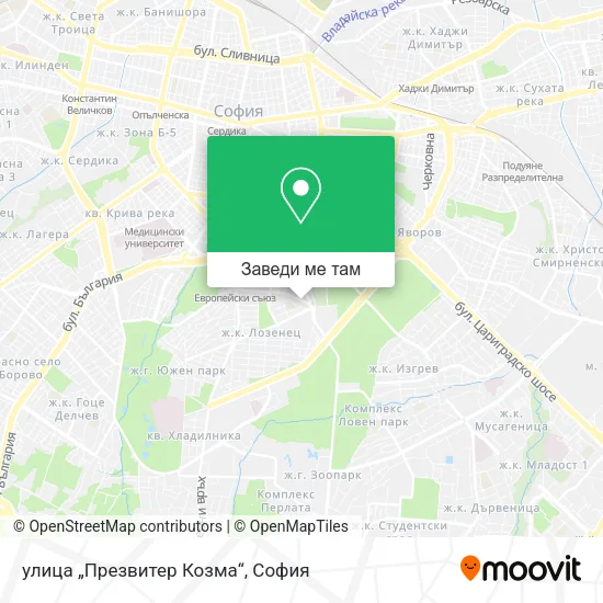 улица „Презвитер Козма“ карта