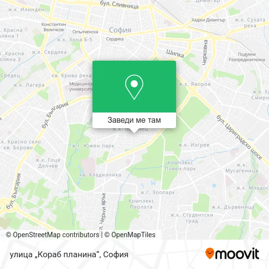 улица „Кораб планина“ карта
