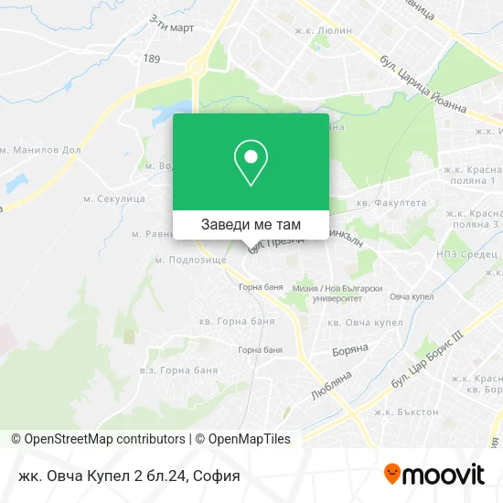 жк. Овча Купел 2 бл.24 карта