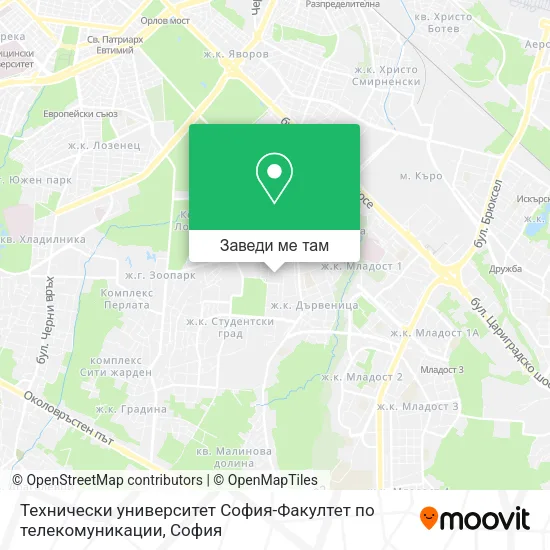 Технически университет София-Факултет по телекомуникации карта
