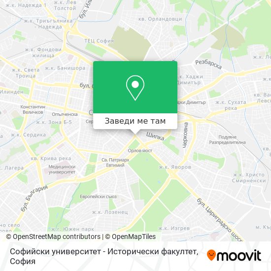 Софийски университет - Исторически факултет карта