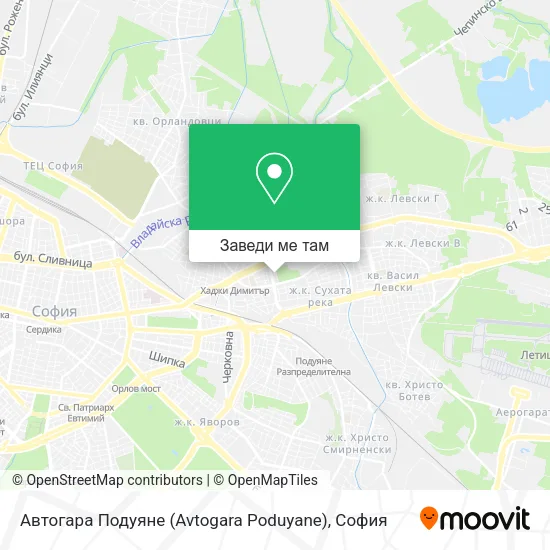 Автогара Подуяне (Avtogara Poduyane) карта