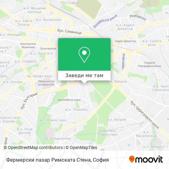 Фермерски пазар Римската Стена карта