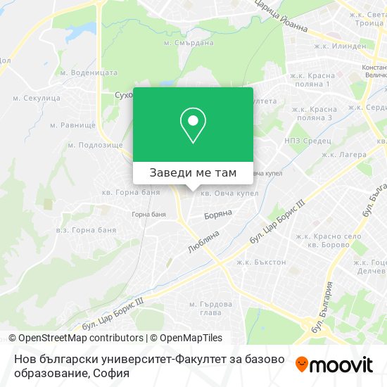 Нов български университет-Факултет за базово образование карта