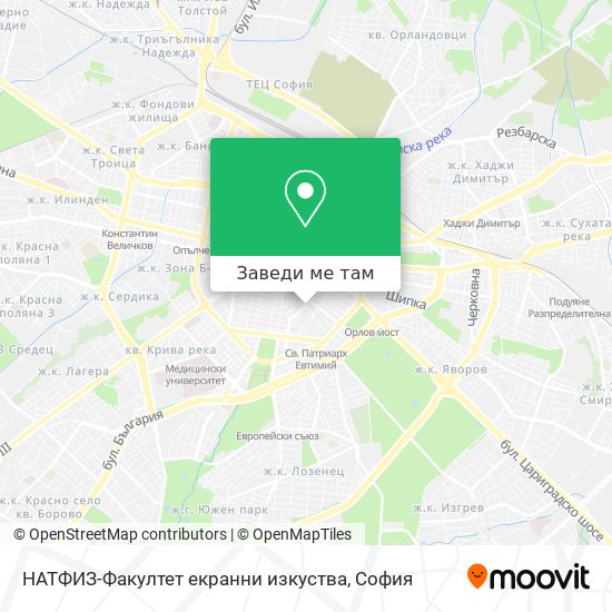НАТФИЗ-Факултет екранни изкуства карта