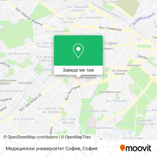 Медицински университет София карта