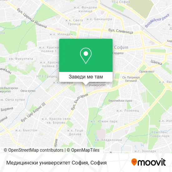 Медицински университет София карта