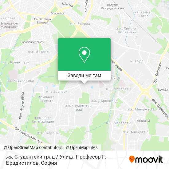 жк Студентски град / Улица Професор Г. Брадистилов карта