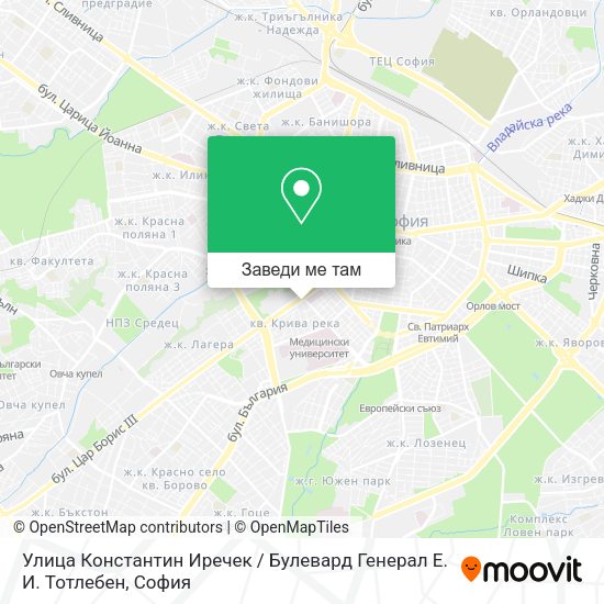Улица Константин Иречек / Булевард Генерал Е. И. Тотлебен карта