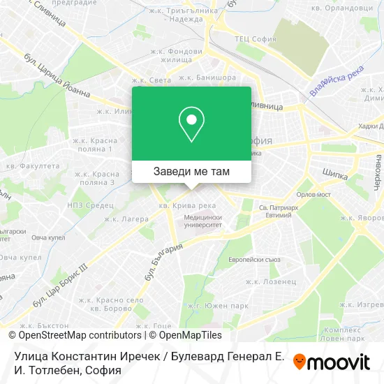 Улица Константин Иречек / Булевард Генерал Е. И. Тотлебен карта