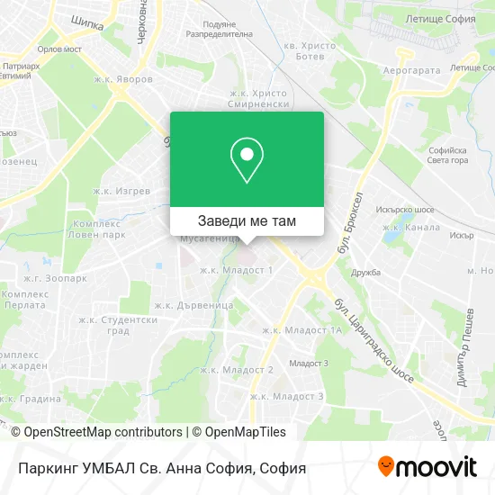 Паркинг УМБАЛ Св. Анна София карта