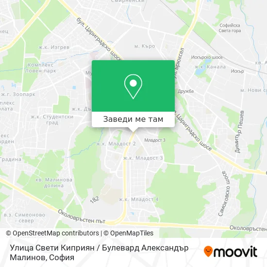 Улица Свети Киприян / Булевард Александър Малинов карта