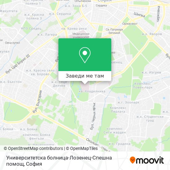 Университетска болница-Лозенец-Спешна помощ карта