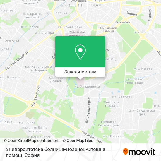 Университетска болница-Лозенец-Спешна помощ карта