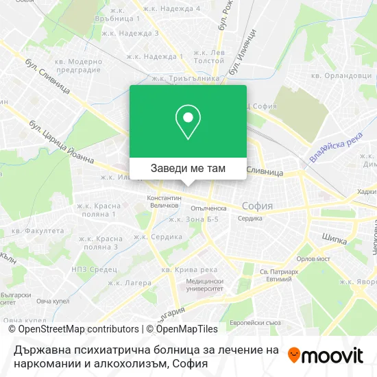 Държавна психиатрична болница за лечение на наркомании и алкохолизъм карта