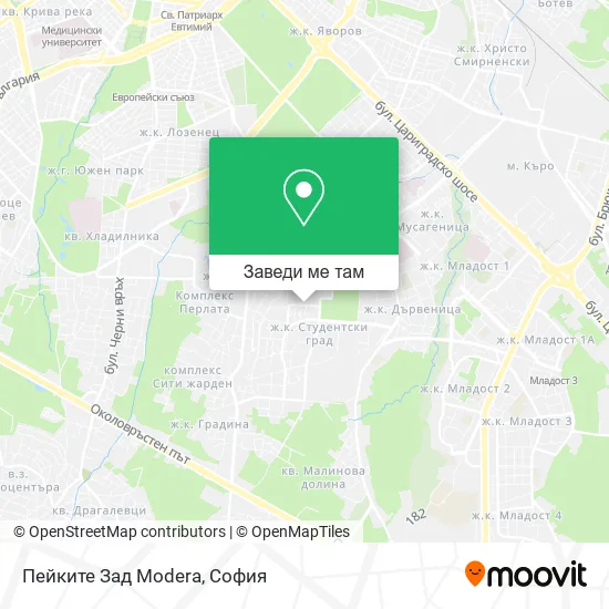 Пейките Зад Modera карта