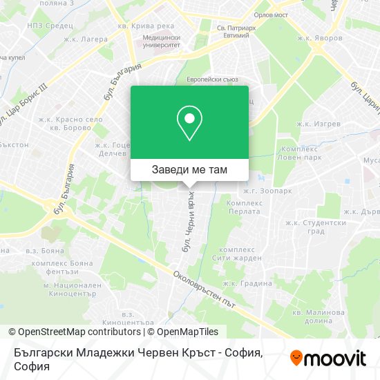 Български Младежки Червен Кръст - София карта