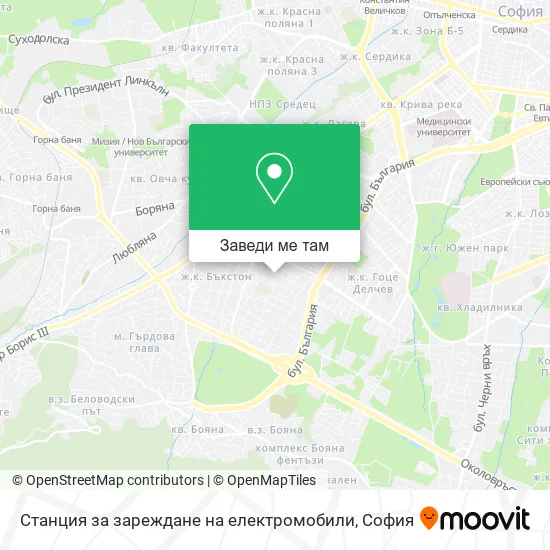 Станция за зареждане на електромобили карта