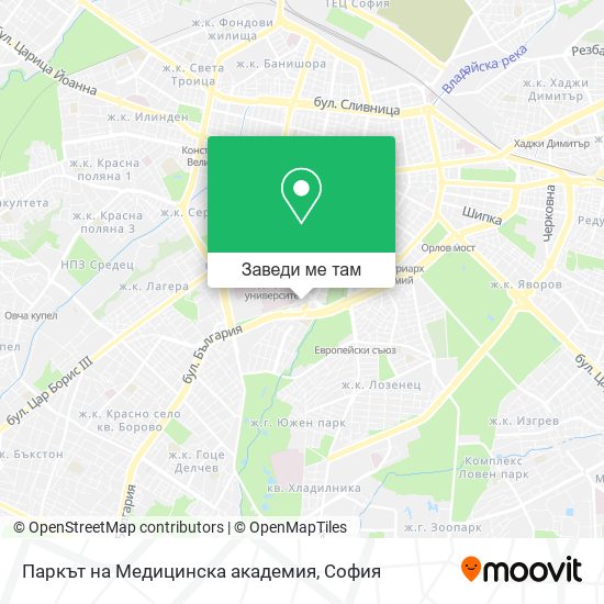 Паркът на Медицинска академия карта