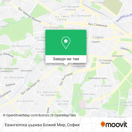 Евангелска църква Божий Мир карта