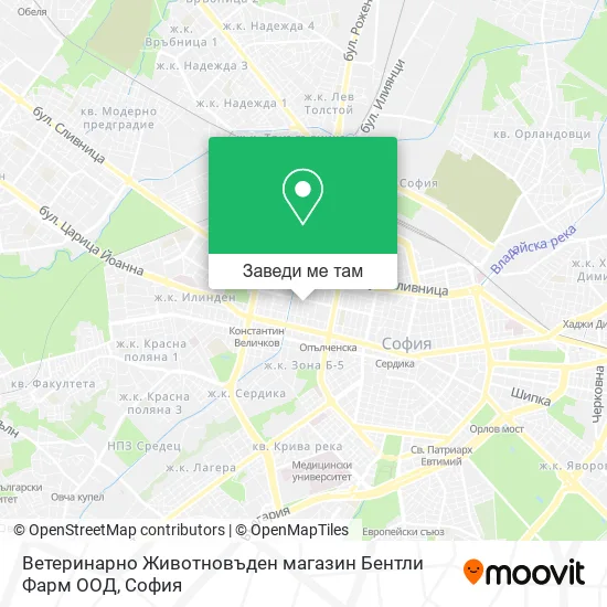 Ветеринарно Животновъден магазин Бентли Фарм ООД карта
