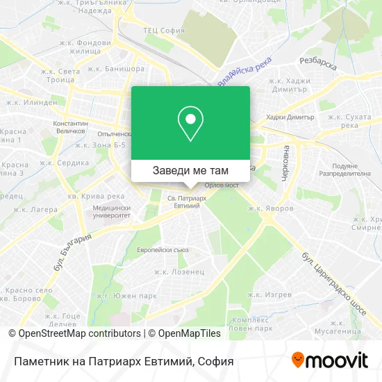 Паметник на Патриарх Евтимий карта