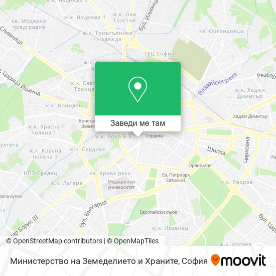 Министерство на Земеделието и Храните карта