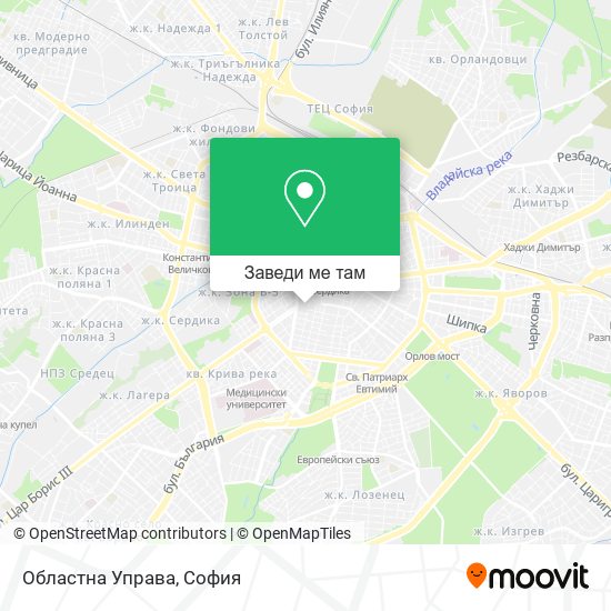 Областна Управа карта