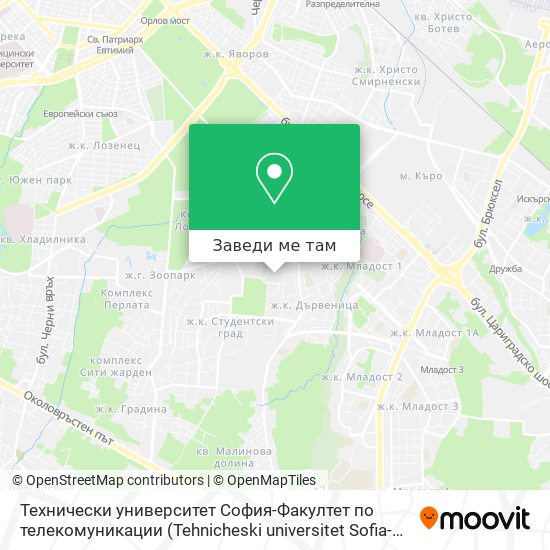 Технически университет София-Факултет по телекомуникации карта