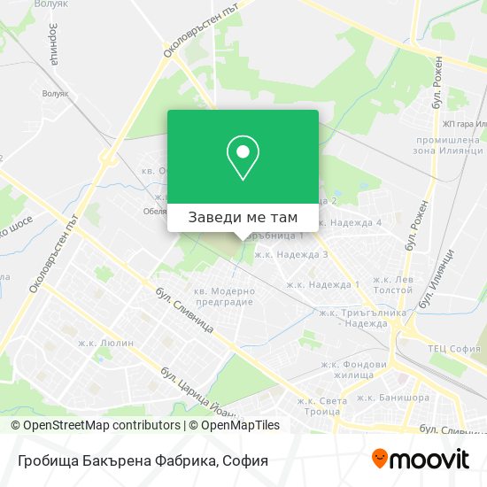 Гробища Бакърена Фабрика карта