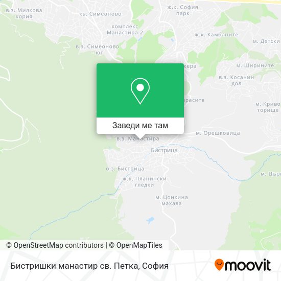 Бистришки манастир св. Петка карта