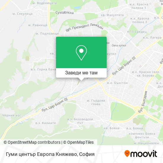 Гуми център Европа Княжево карта