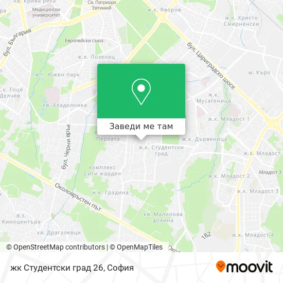 жк Студентски град 26 карта