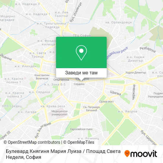 Булевард Княгиня Мария Луиза / Площад Света Неделя карта