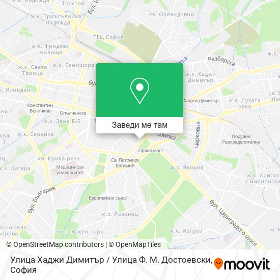 Улица Хаджи Димитър / Улица Ф. М. Достоевски карта